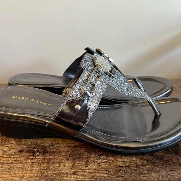 Silver Glittery Marc Fisher Sandals - Picture 3 of 4